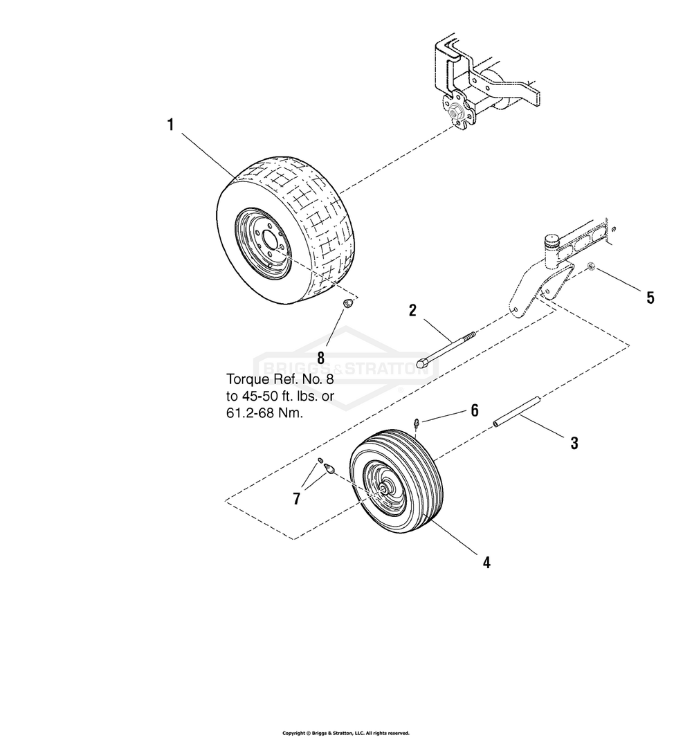 Wheel And Tire Group (W7500978) Diagram and Parts List for 7800340 (107287910)(2008) Briggs and Stratton Lawn Tractor